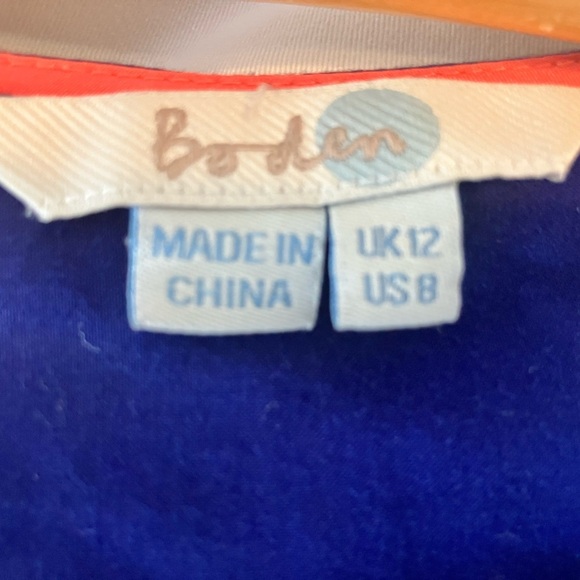 Boden Blue‎ Sheer V Neck Embroidered Tunic Top US 8 - Picture 2 of 5